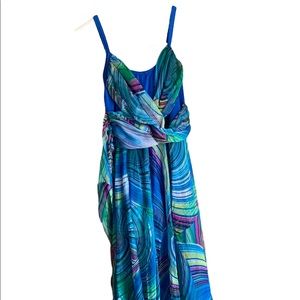 Costume Gallery dance dress , costume . Watercolor, high/low hem. Full leotard S